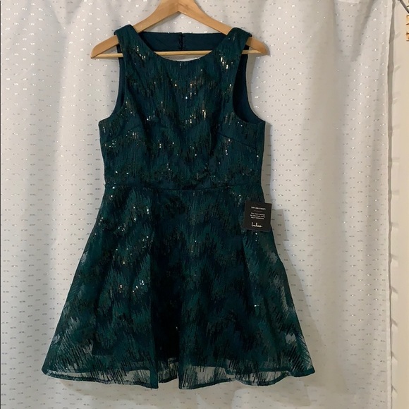 Lulus-Forest Green Sequin Backless Skater Dress - Picture 3 of 10
